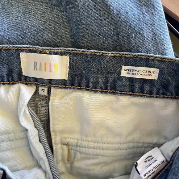 Rails Speedway Cargo Pant in Breezy Blue Relaxed Slouchy Boyfriend Jeans Size 25 - Picture 16 of 16